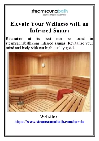 Elevate Your Wellness with an Infrared Sauna