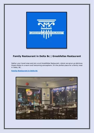 Family Restaurant in Delta Bc  Greekfellas Restaurant