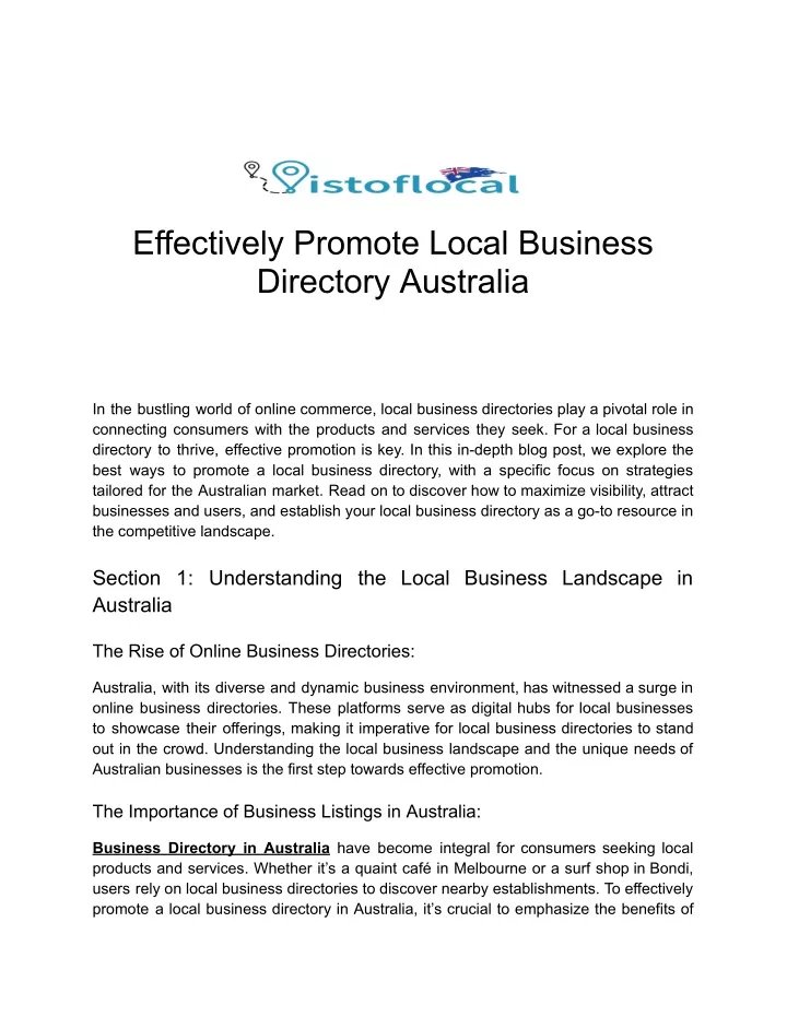 effectively promote local business directory