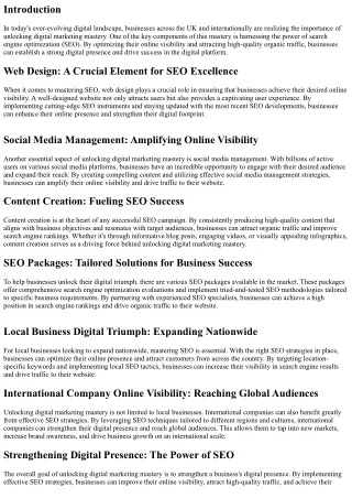 Unlocking Digital Marketing Mastery: The Power of Search Engine SEO