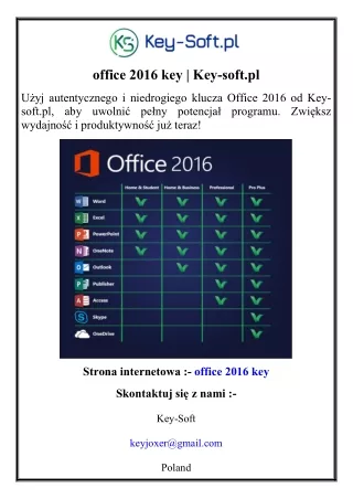 office 2016 key Key-soft.pl