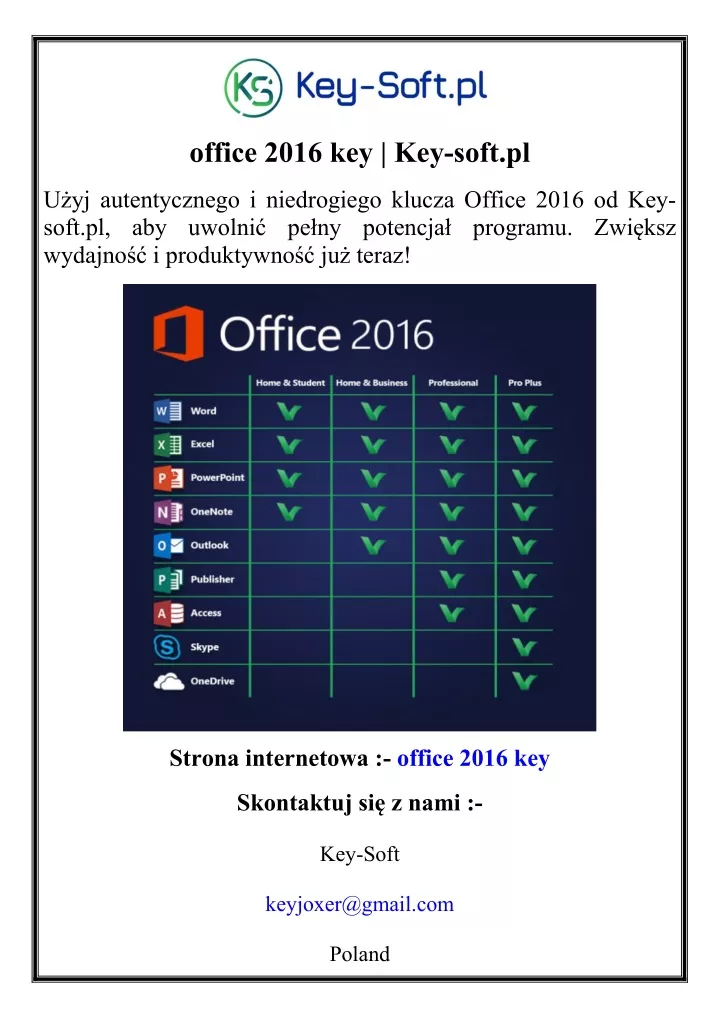 office 2016 key key soft pl