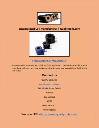 Encapsulated Coil Manufacturer | Qualitycoils.com