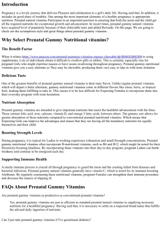 Find out the Scrumptious Flavor and Great things about Prenatal Gummy Nutritiona