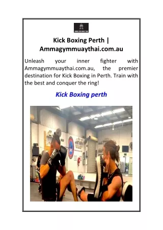 Kick Boxing Perth  Ammagymmuaythai.com.au