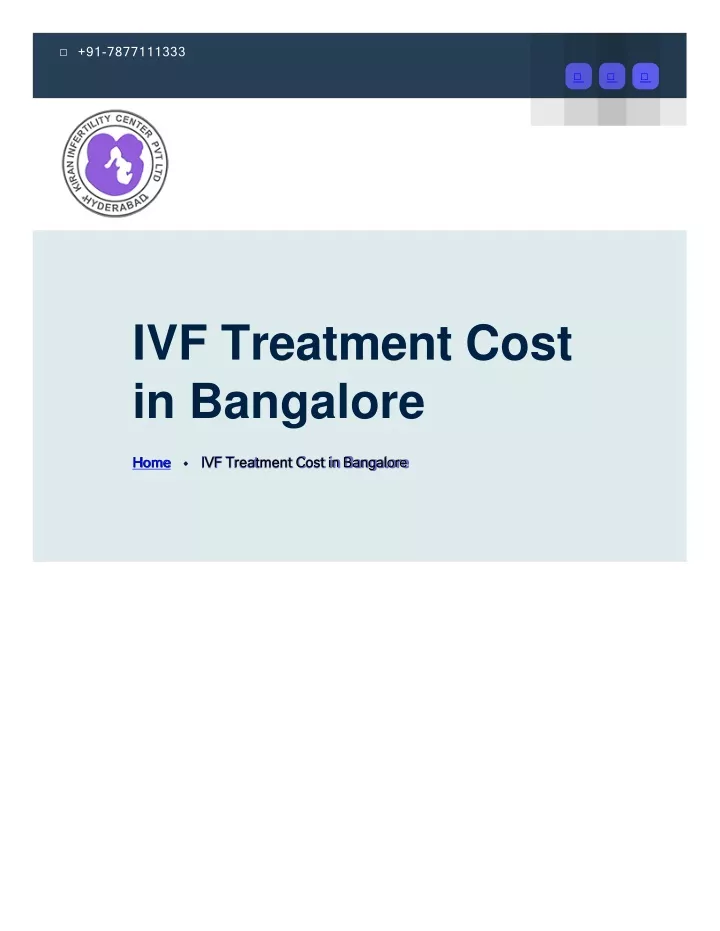 ivf treatment cost in bangalore