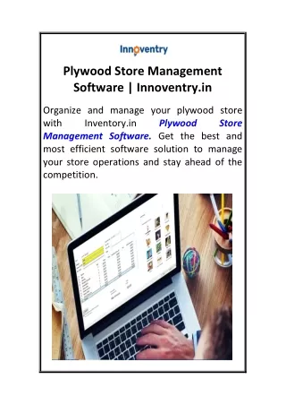 Plywood Store Management Software  Innoventry.in