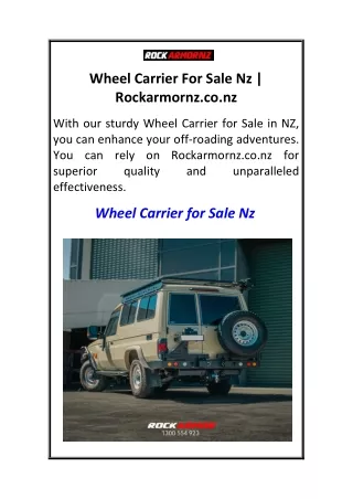 Wheel Carrier For Sale Nz  Rockarmornz.co.nz
