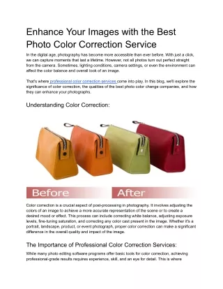 Enhance Your Images with the Best Photo Color Correction Service