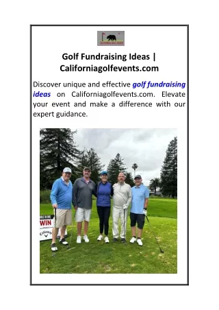 Golf Fundraising Ideas  Californiagolfevents.com