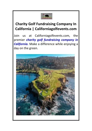 Charity Golf Fundraising Company In California  Californiagolfevents.com