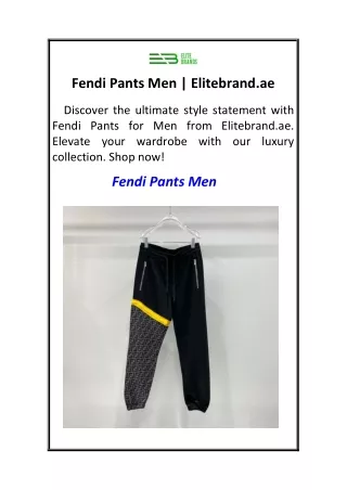 Fendi Pants Men  Elitebrand.ae