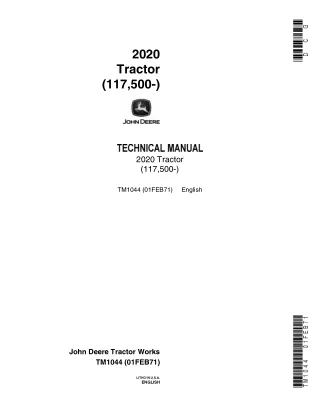 John Deere 2020 Tractor Service Repair Manual