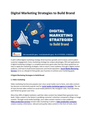 Digital Marketing Strategies to Build Brand