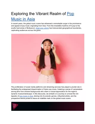 Exploring the Vibrant Realm of Pop Music in Asia