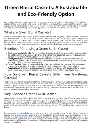 Green Burial Caskets A Sustainable and Eco-Friendly Option