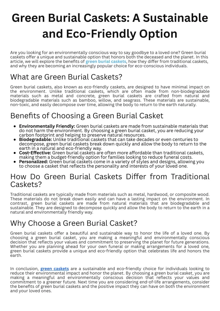 green burial caskets a sustainable