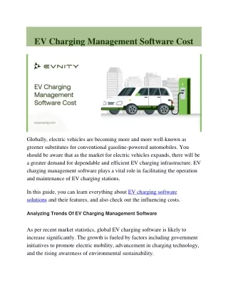 EV Charging Management Software Cost