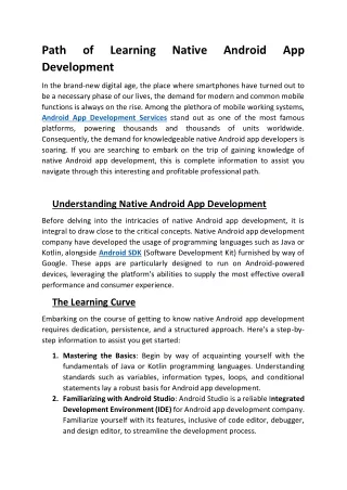 Siddhi Infosoft - Path of Learning Native Android App Development