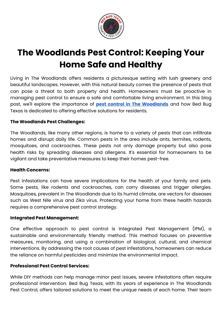 the woodlands pest control keeping your home safe