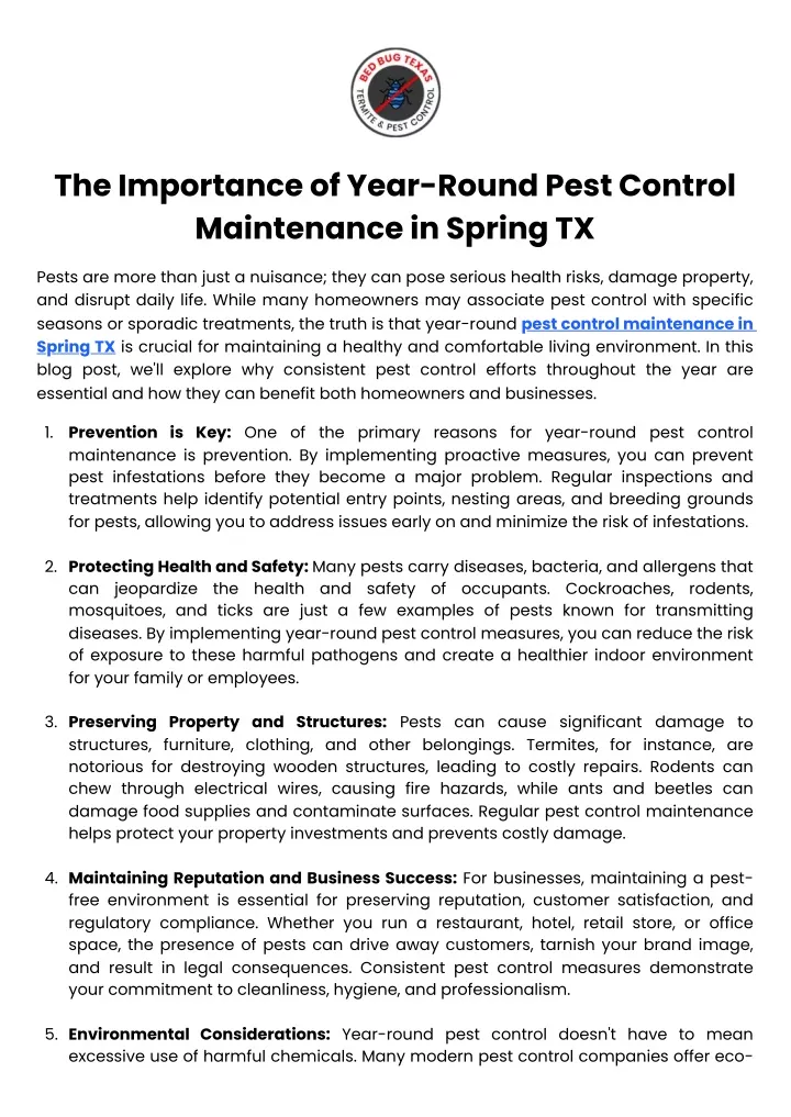 the importance of year round pest control