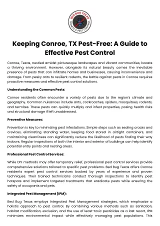 Keeping Conroe, TX Pest-Free A Guide to Effective Pest Control