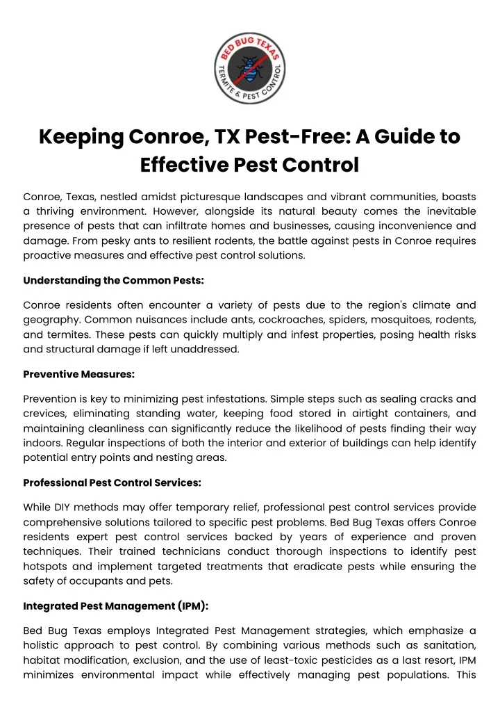 keeping conroe tx pest free a guide to effective
