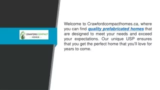 Quality Prefabricated Homes  Crawfordcompacthomes.ca