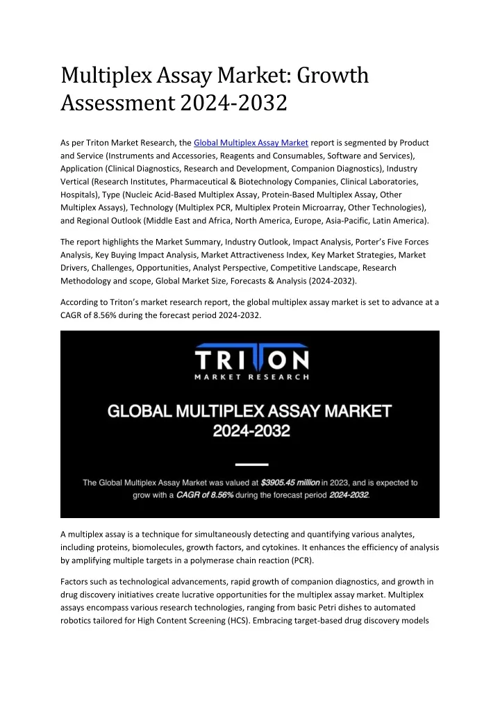 multiplex assay market growth assessment 2024 2032