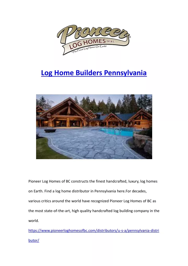 log home builders pennsylvania