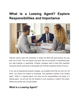 What is a Leasing Agent