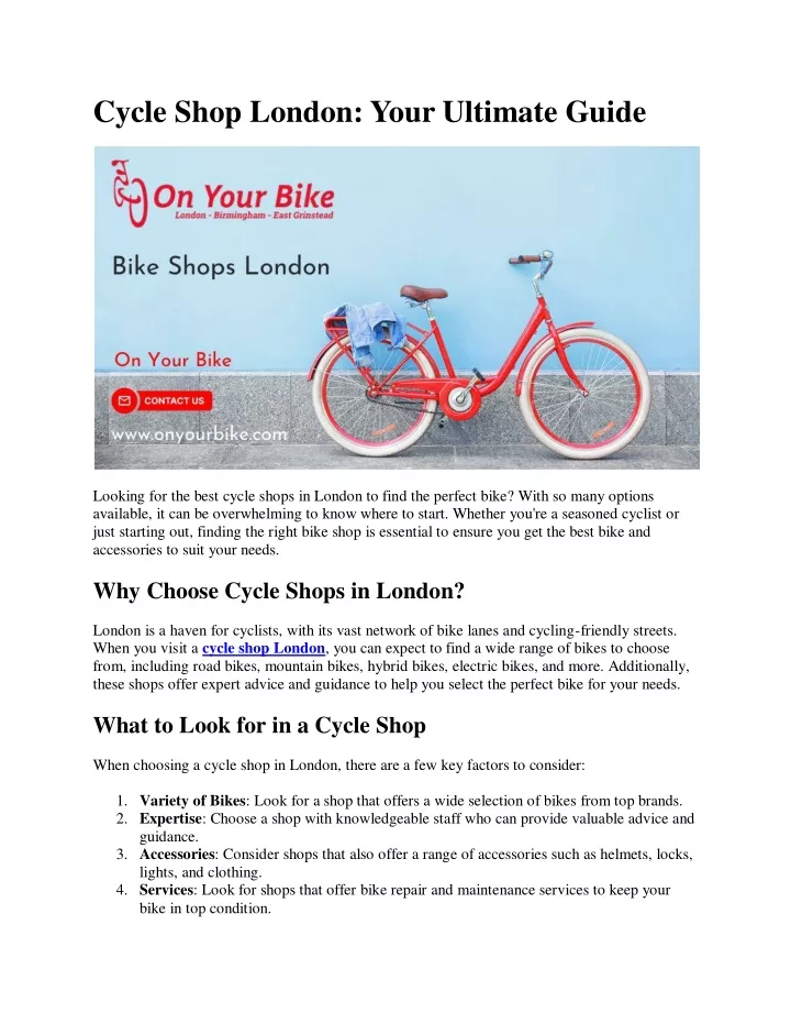 cycle shop london your ultimate guide