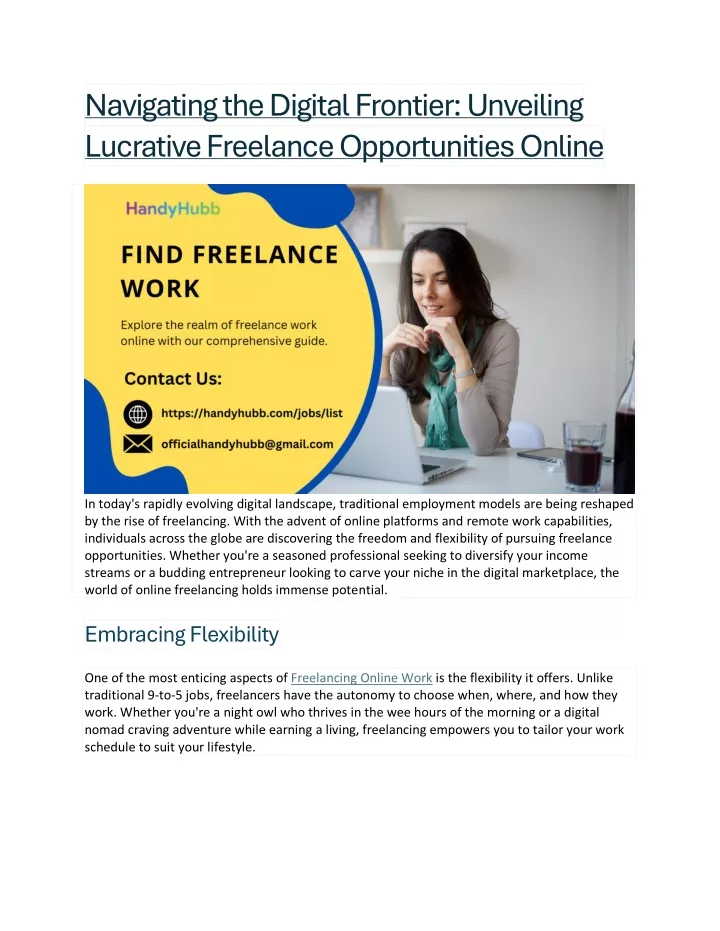 PPT - Discovering Lucrative Freelance Jobs Online: Your Guide to Finding Freelance Wor 