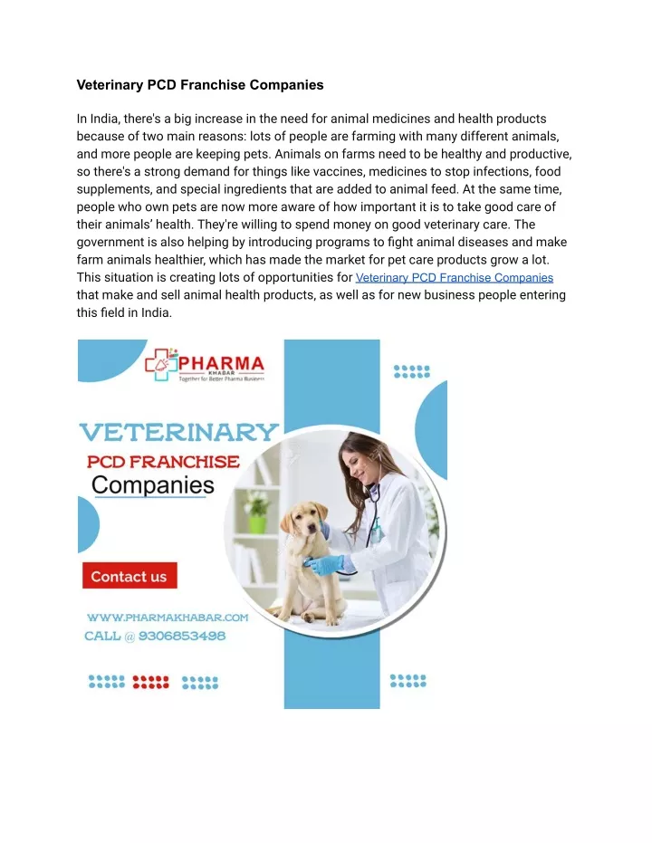 veterinary pcd franchise companies