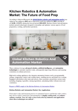 Kitchen Robotics & Automation Market: The Future of Food Prep