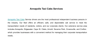 Annapolis Taxi Cabs Services 22 slide