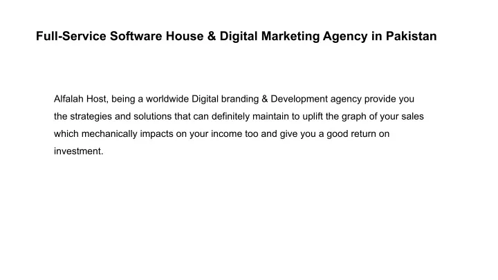 full service software house digital marketing
