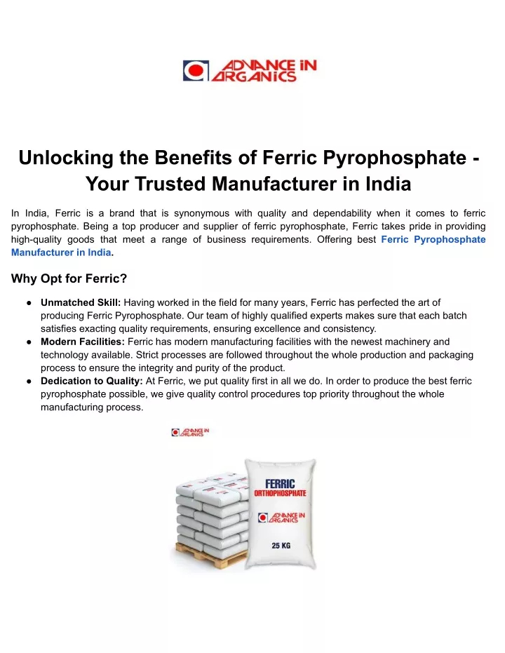 unlocking the benefits of ferric pyrophosphate