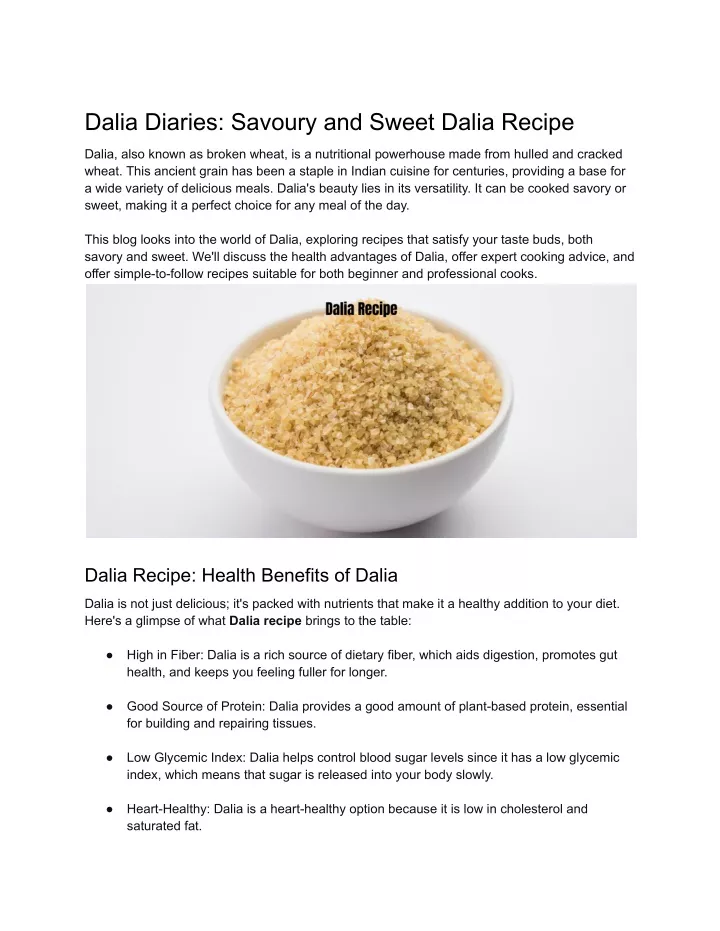 dalia diaries savoury and sweet dalia recipe