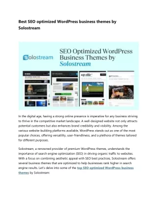 Top SEO Optimized WordPress Business Themes by Solostream