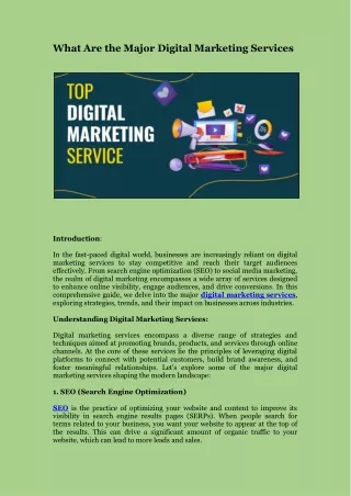 What Are the Major Digital Marketing Services