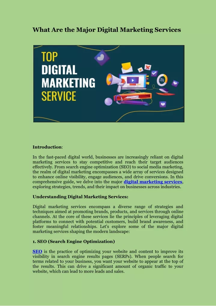 what are the major digital marketing services