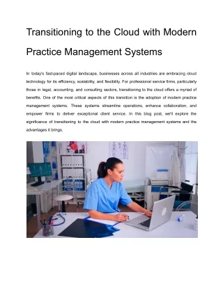 Transitioning to the Cloud with Modern Practice Management Systems
