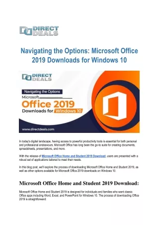 Navigating the Options: Microsoft Office 2019 Downloads for Windows 10
