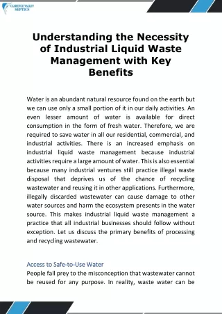 Understanding the Necessity of Industrial Liquid Waste Management with Key Benefits