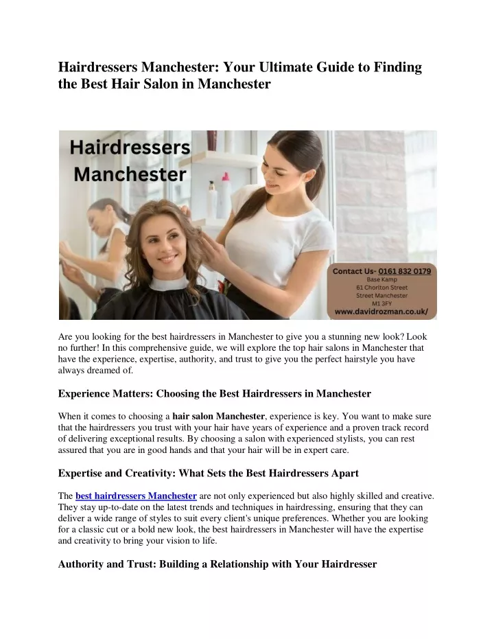 hairdressers manchester your ultimate guide