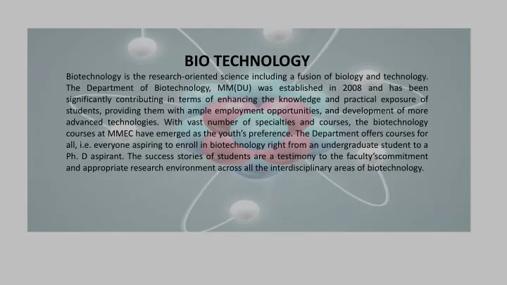 bio technology biotechnology is the research