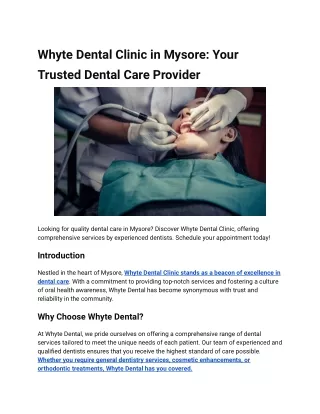 Whyte Dental Clinic in Mysore_ Your Trusted Dental Care Provider