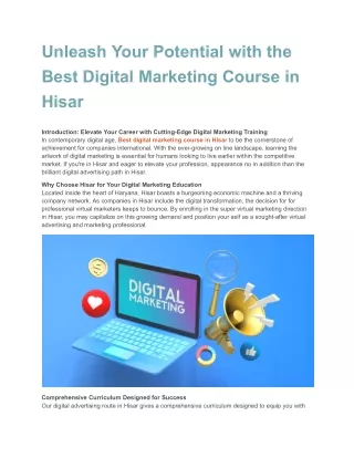 Best digital marketing course in Hisar