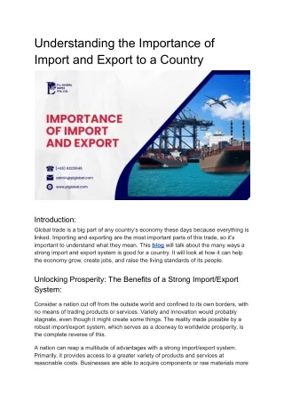 Understanding the Importance of Import and Export to a Country